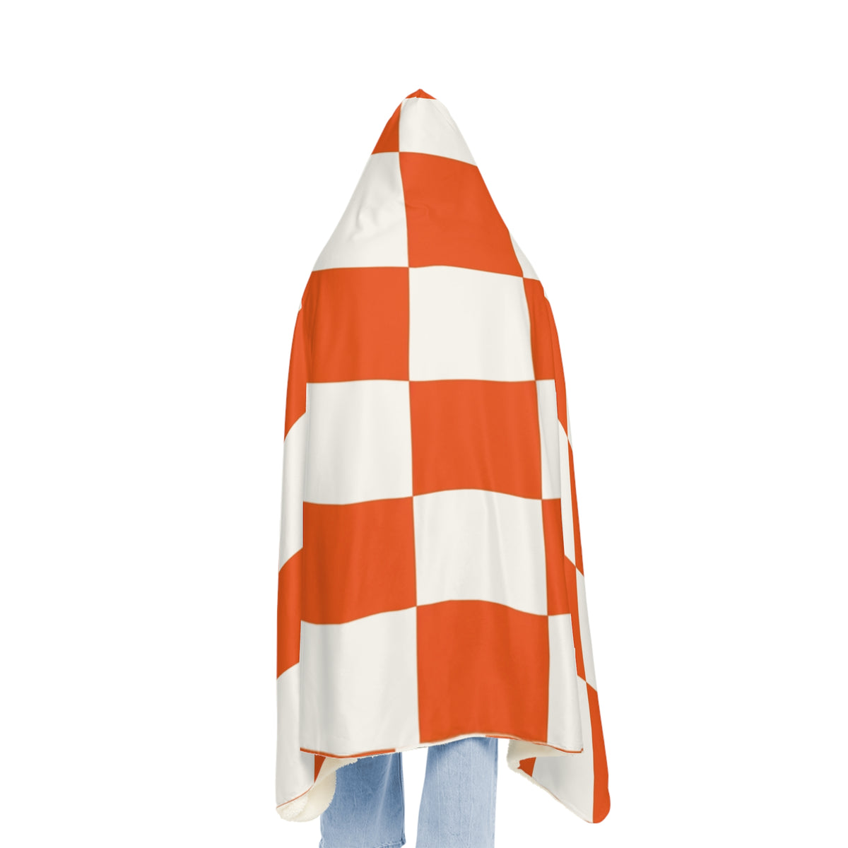 Orange Checker Hooded Blanket — Cozy Snuggle Throw for Game Days & Dorms