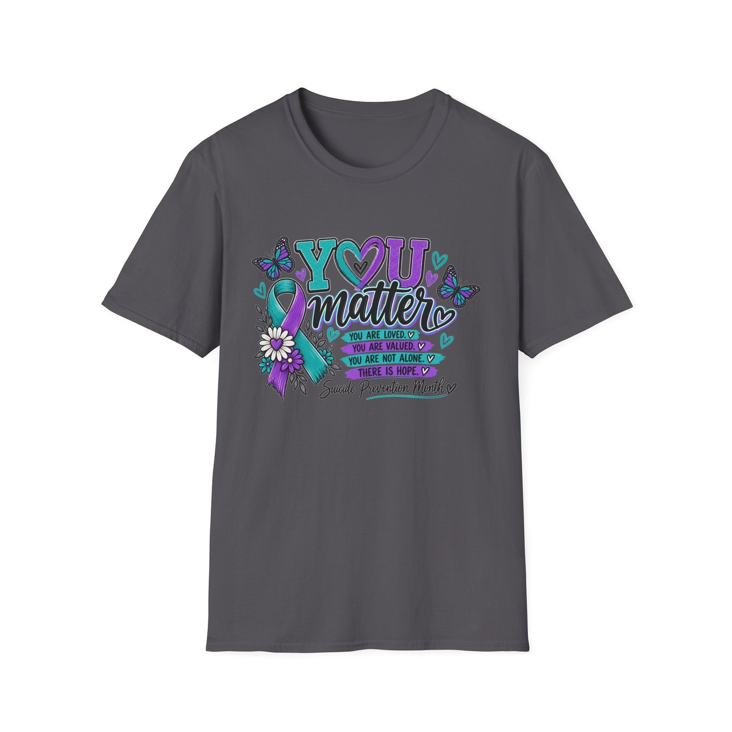 You Matter Tee — Suicide Prevention Awareness T-Shirt (Purple & Teal Ribbon)