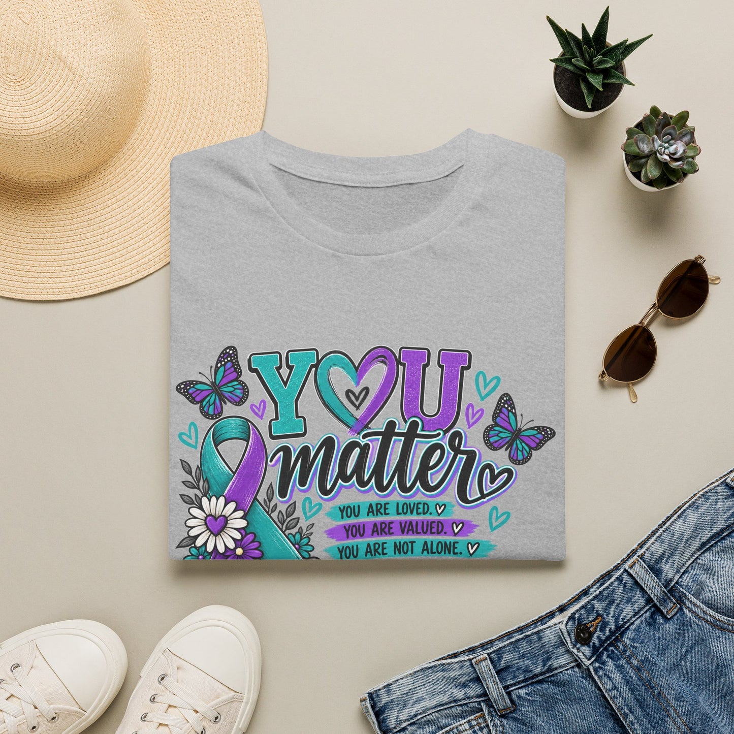 You Matter Tee — Suicide Prevention Awareness T-Shirt (Purple & Teal Ribbon)