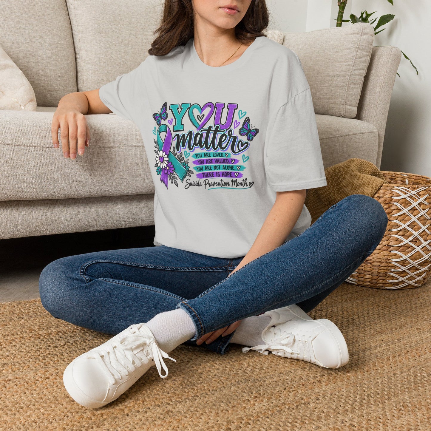 You Matter Tee — Suicide Prevention Awareness T-Shirt (Purple & Teal Ribbon)