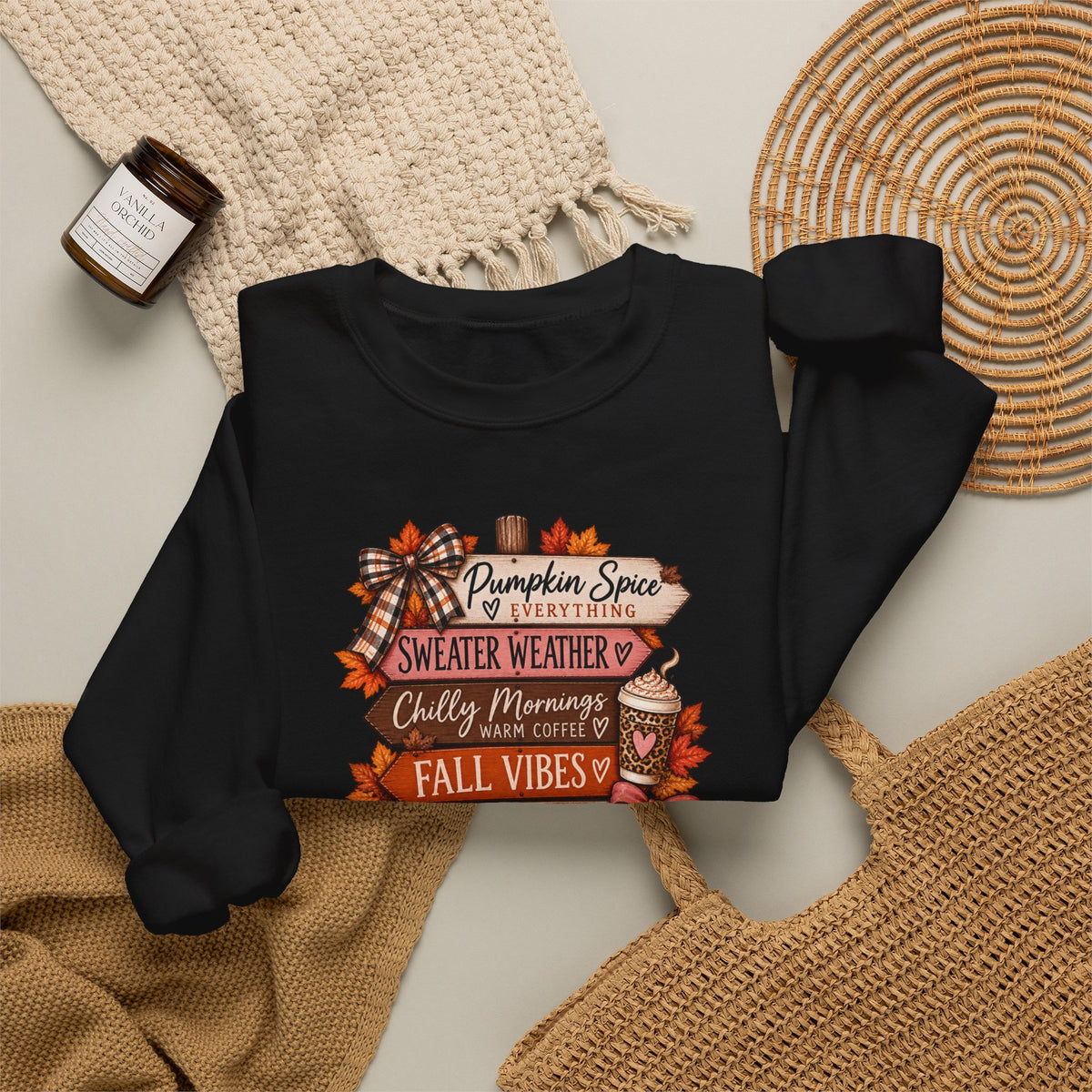 Fall Vibes Sweatshirt — Pumpkin Spice, Cozy Nights Crewneck