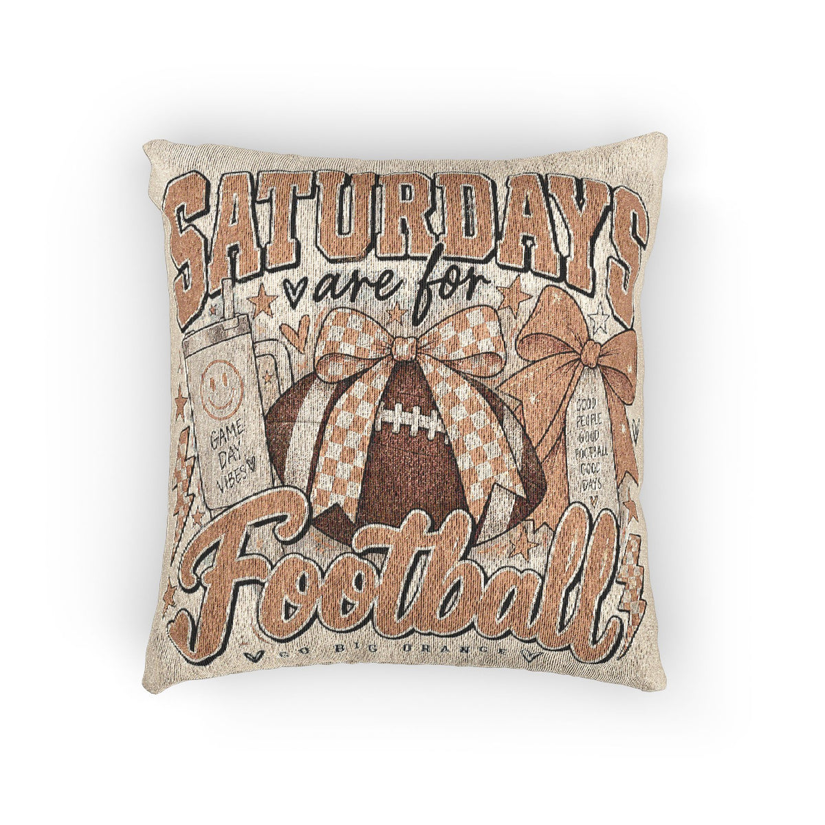 Woven Pillow — "Saturdays Were Made For Football" Decorative Throw Pillow
