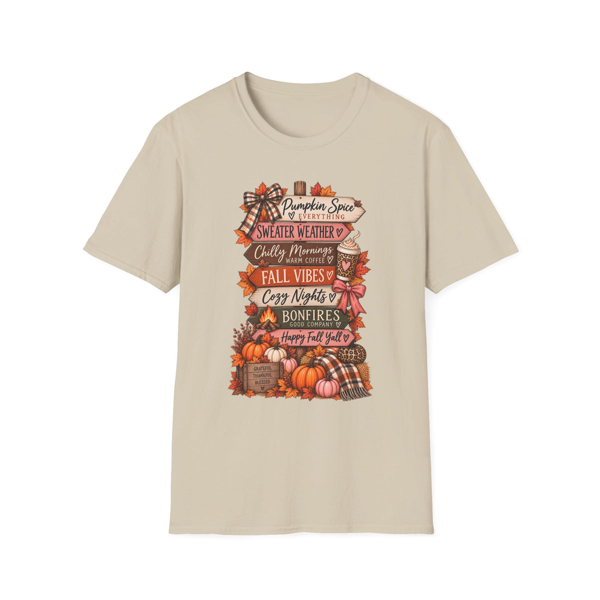 Fall Vibes T-Shirt — Pumpkin Spice, Sweater Weather & Cozy Nights Graphic Tee