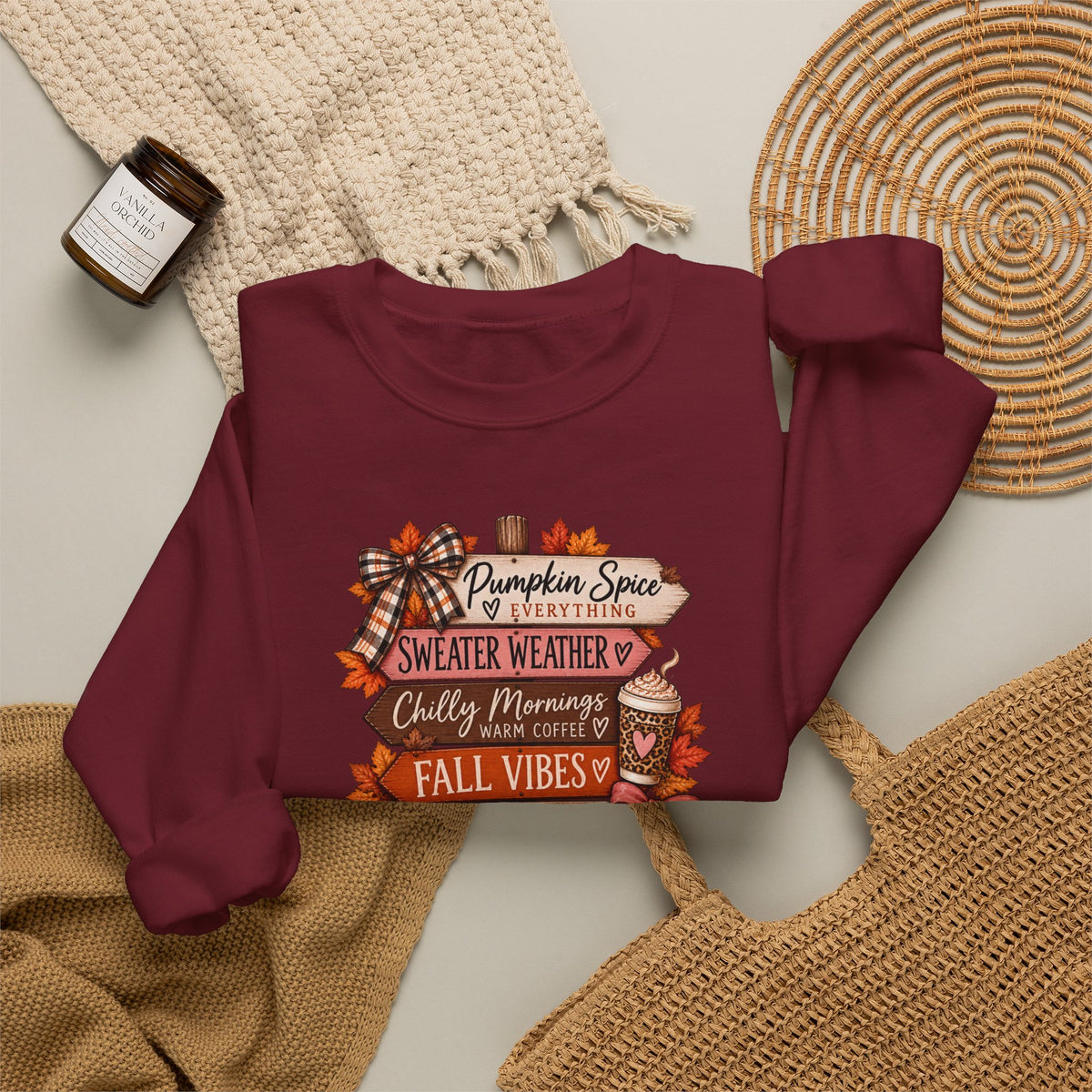 Fall Vibes Sweatshirt — Pumpkin Spice, Cozy Nights Crewneck