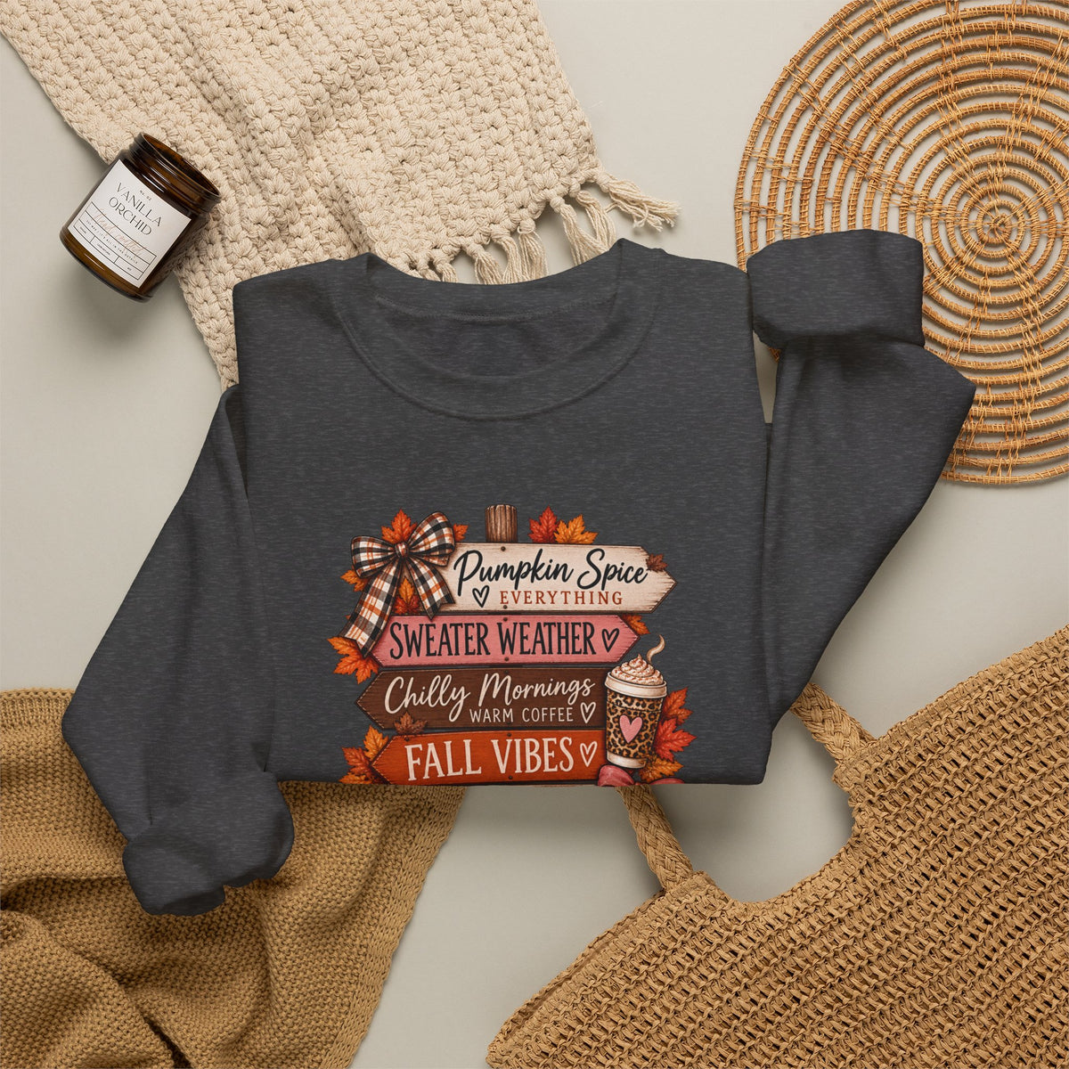 Fall Vibes Sweatshirt — Pumpkin Spice, Cozy Nights Crewneck