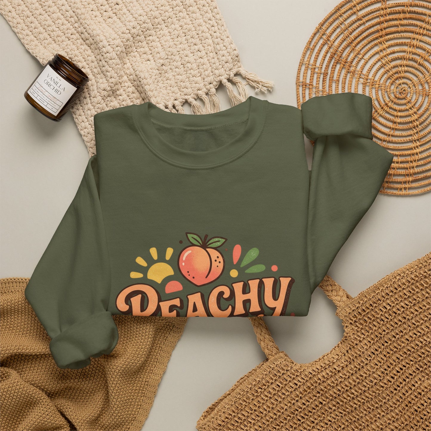 Peachy Keen Sweatshirt – Cute Retro Peach Graphic Crewneck