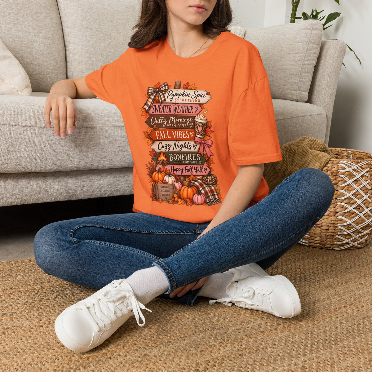 Fall Vibes T-Shirt — Pumpkin Spice, Sweater Weather & Cozy Nights Graphic Tee