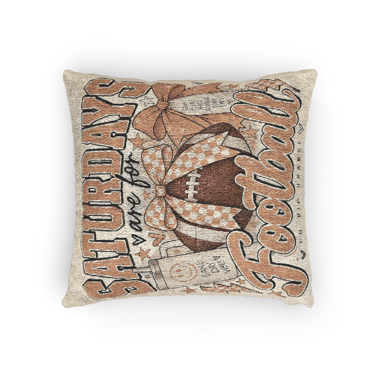 Woven Pillow — "Saturdays Were Made For Football" Decorative Throw Pillow