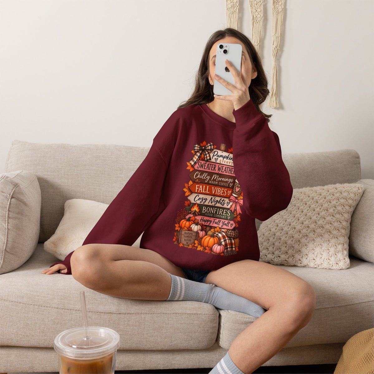 Fall Vibes Sweatshirt — Pumpkin Spice, Cozy Nights Crewneck