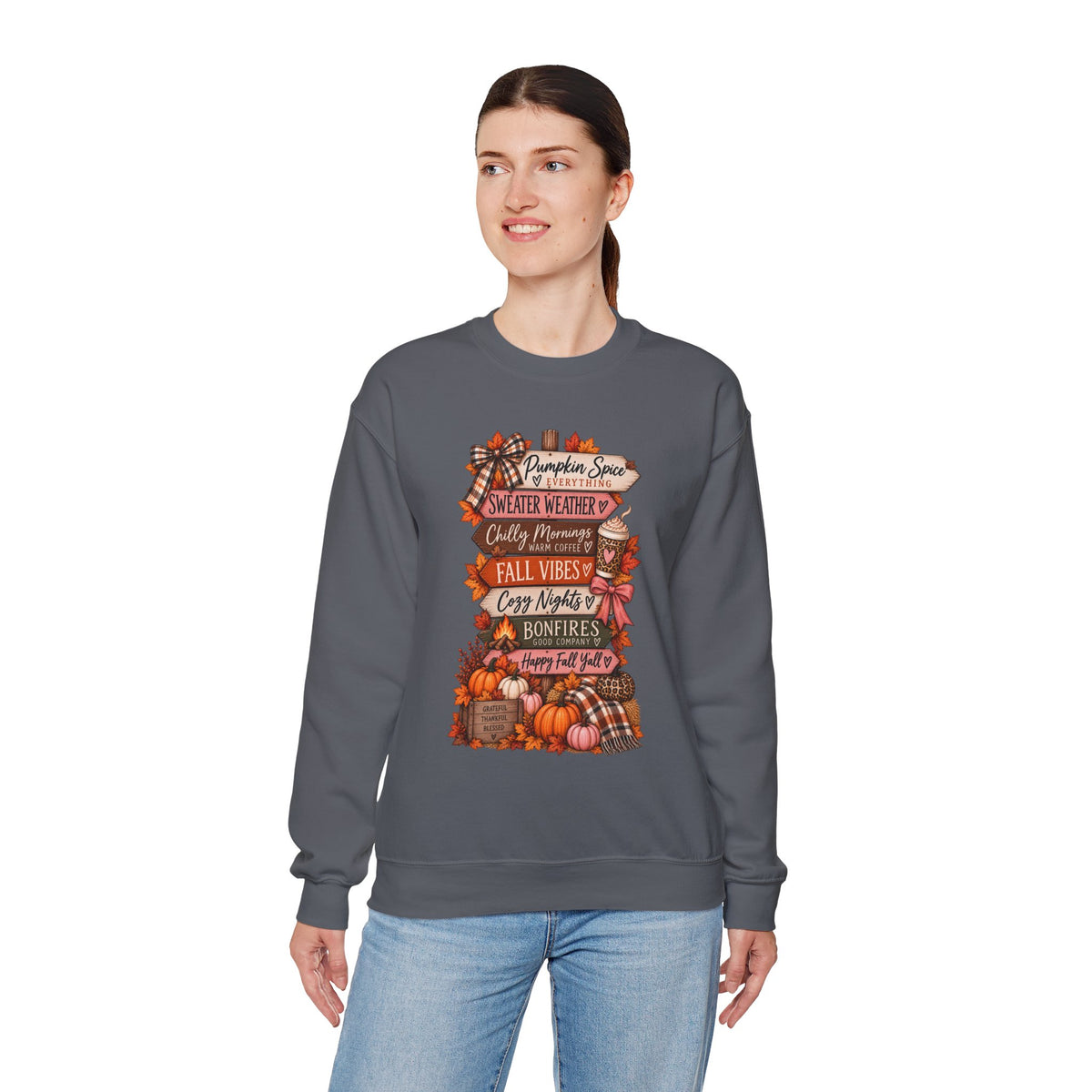 Fall Vibes Sweatshirt — Pumpkin Spice, Cozy Nights Crewneck