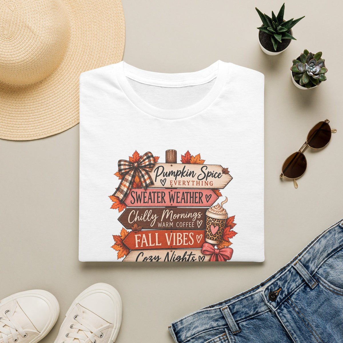 Fall Vibes T-Shirt — Pumpkin Spice, Sweater Weather & Cozy Nights Graphic Tee