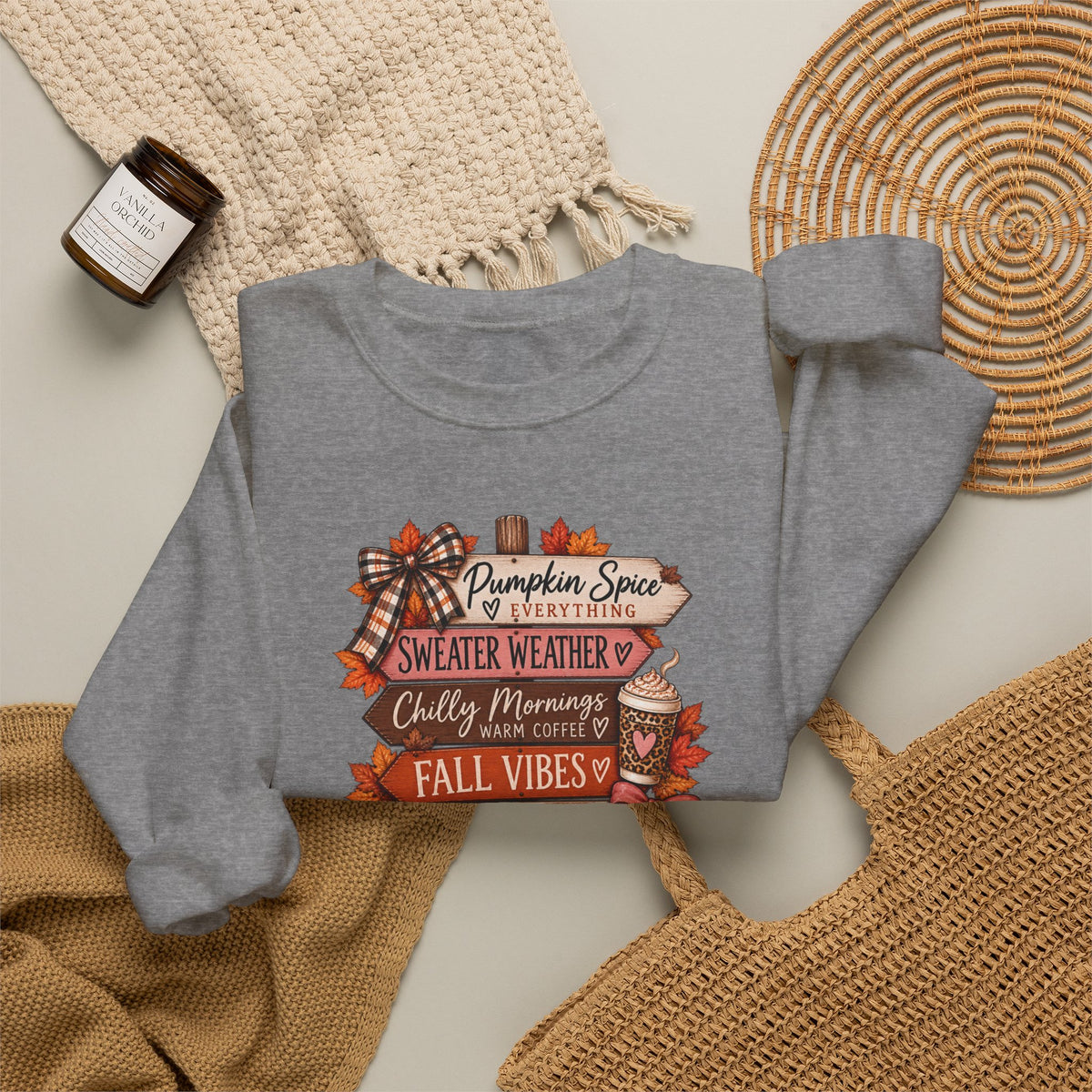 Fall Vibes Sweatshirt — Pumpkin Spice, Cozy Nights Crewneck