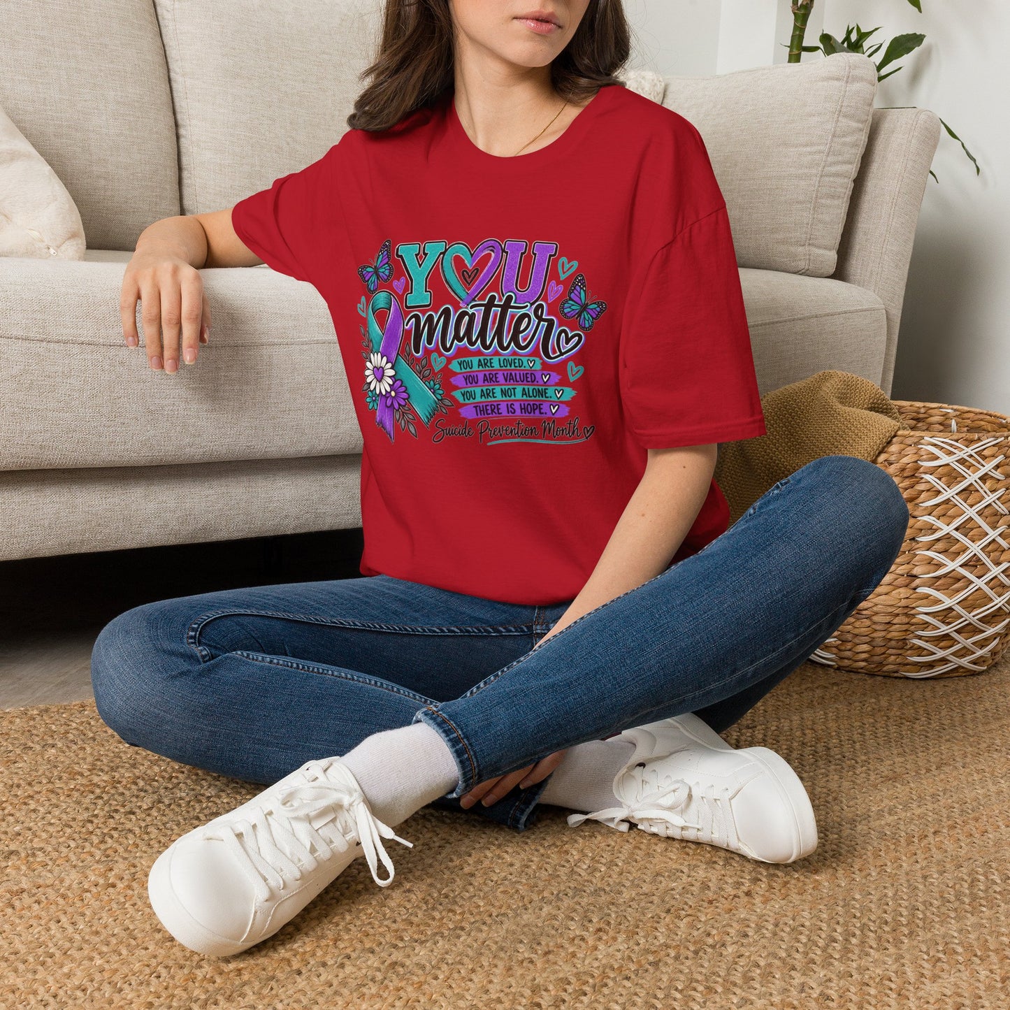 You Matter Tee — Suicide Prevention Awareness T-Shirt (Purple & Teal Ribbon)