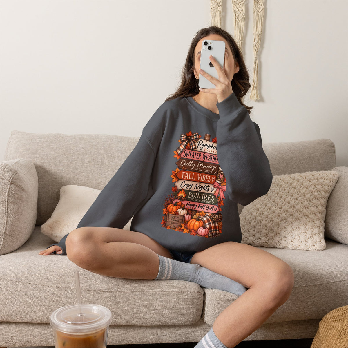 Fall Vibes Sweatshirt — Pumpkin Spice, Cozy Nights Crewneck