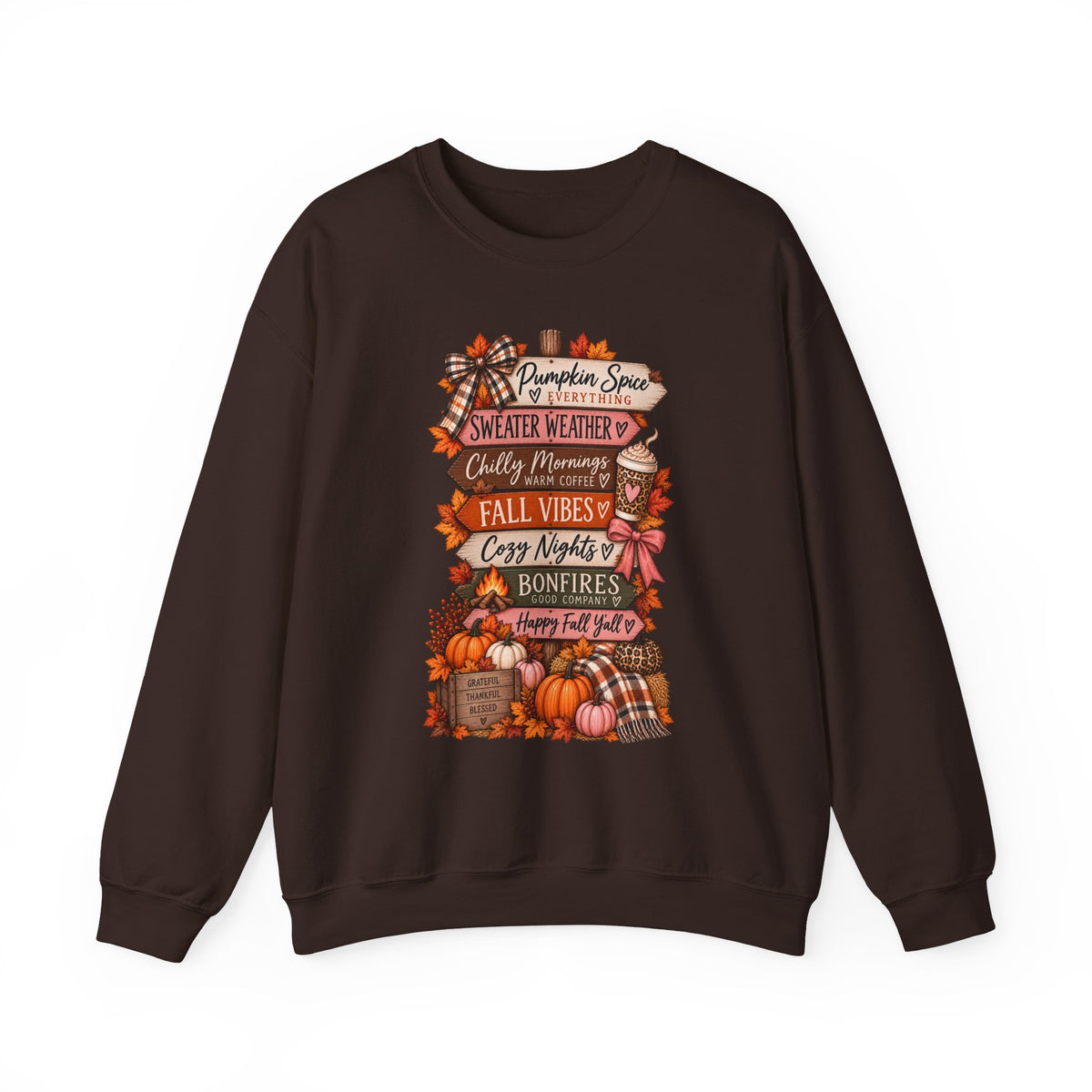 Fall Vibes Sweatshirt — Pumpkin Spice, Cozy Nights Crewneck