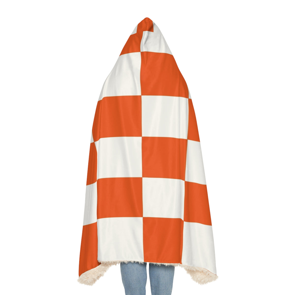 Orange Checker Hooded Blanket — Cozy Snuggle Throw for Game Days & Dorms