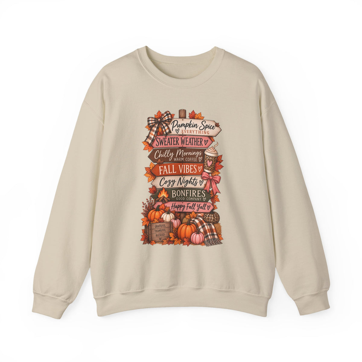 Fall Vibes Sweatshirt — Pumpkin Spice, Cozy Nights Crewneck