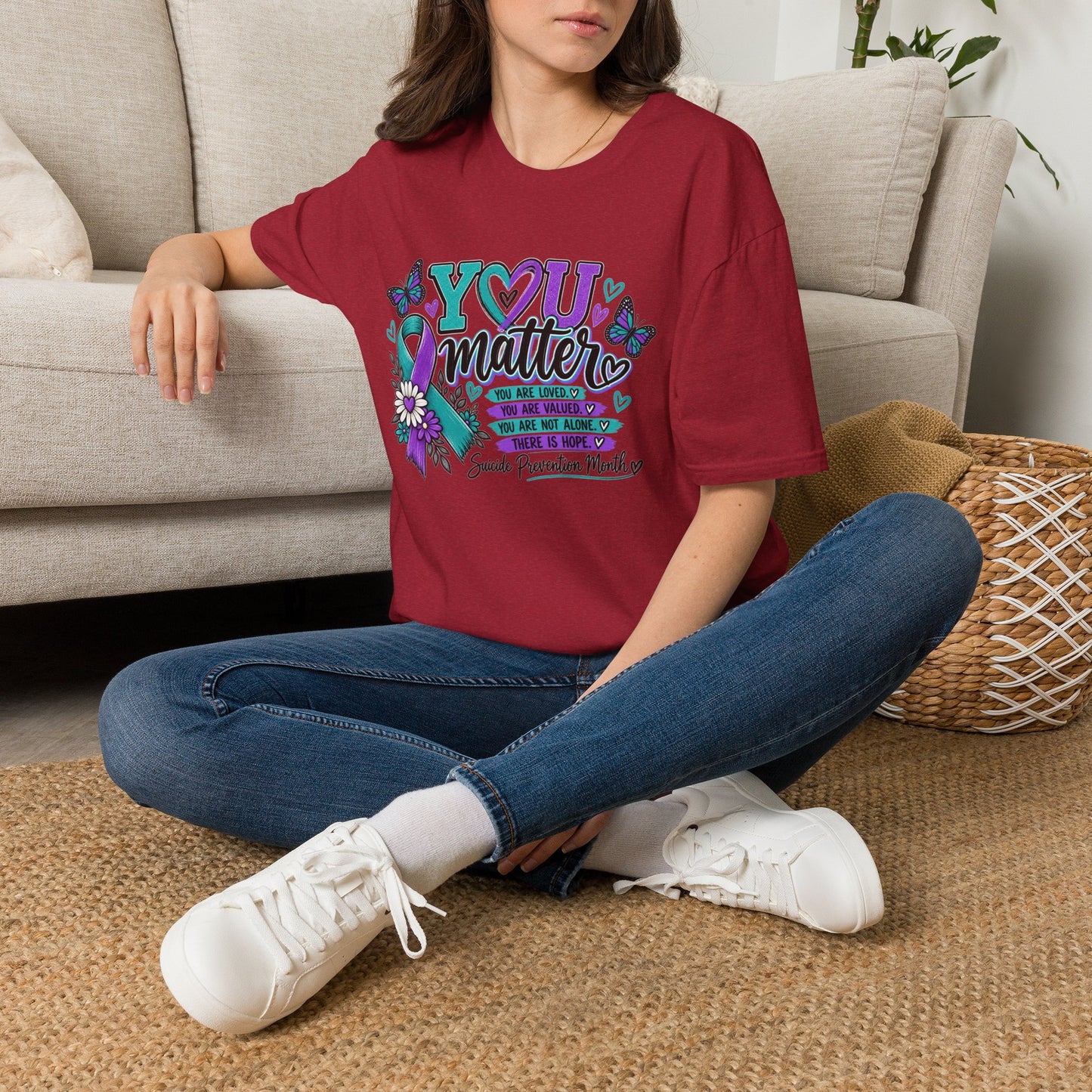 You Matter Tee — Suicide Prevention Awareness T-Shirt (Purple & Teal Ribbon)