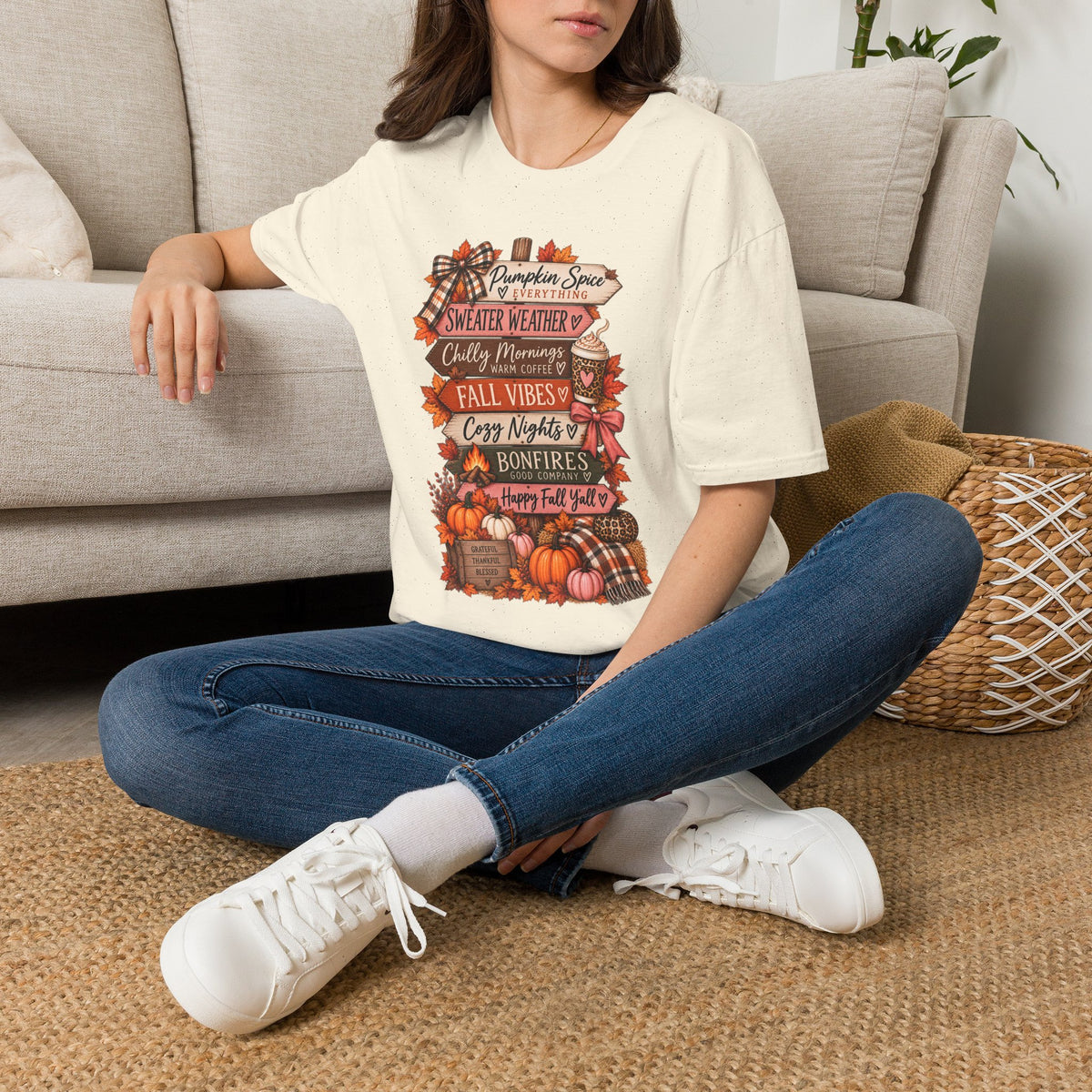 Fall Vibes T-Shirt — Pumpkin Spice, Sweater Weather & Cozy Nights Graphic Tee