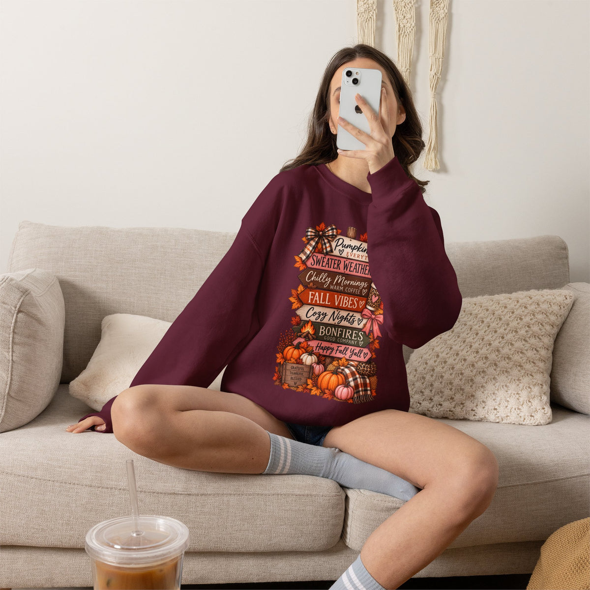 Fall Vibes Sweatshirt — Pumpkin Spice, Cozy Nights Crewneck
