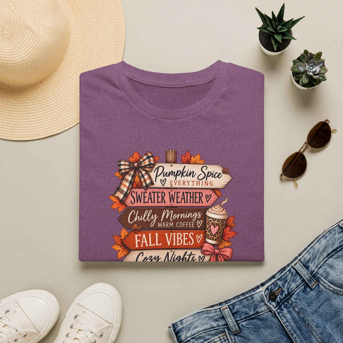 Fall Vibes T-Shirt — Pumpkin Spice, Sweater Weather & Cozy Nights Graphic Tee