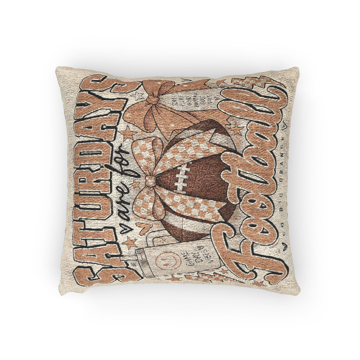 Woven Pillow — "Saturdays Were Made For Football" Decorative Throw Pillow