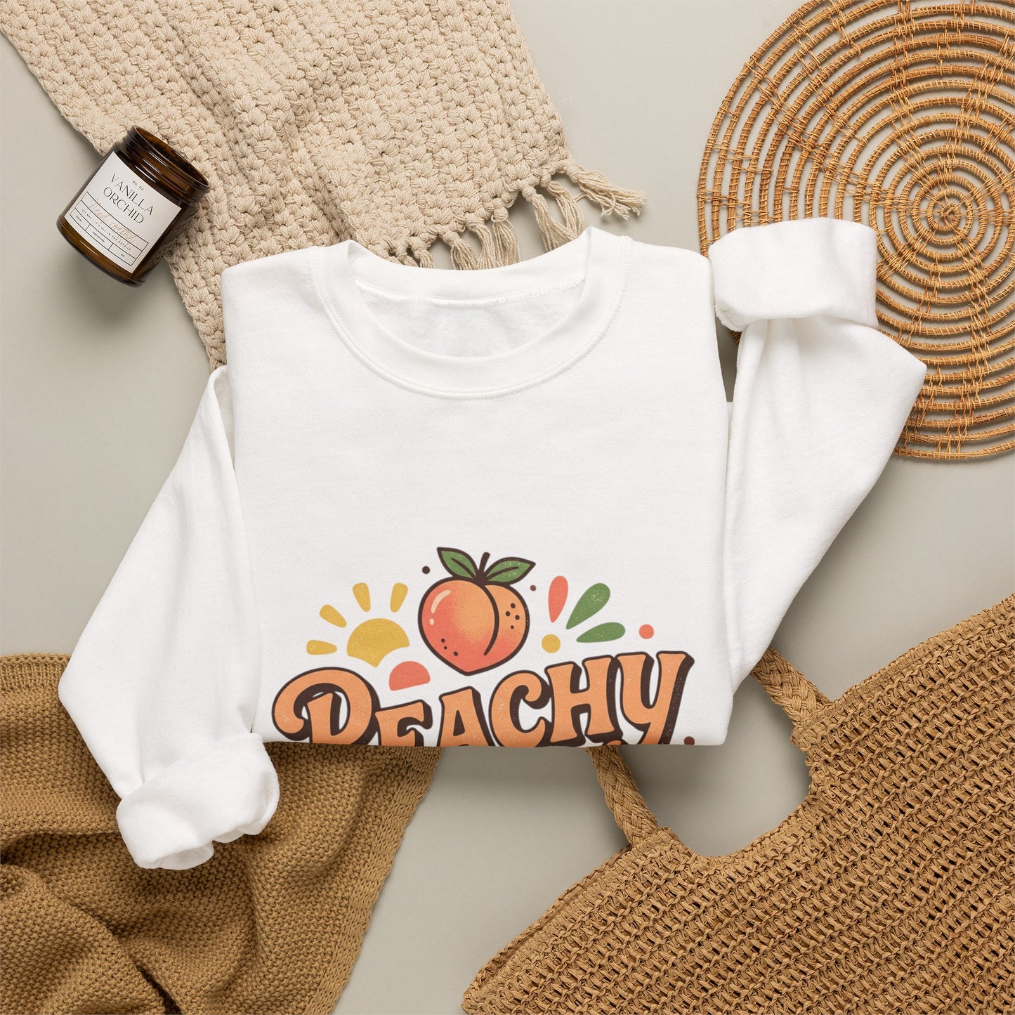 Peachy Keen Sweatshirt – Cute Retro Peach Graphic Crewneck