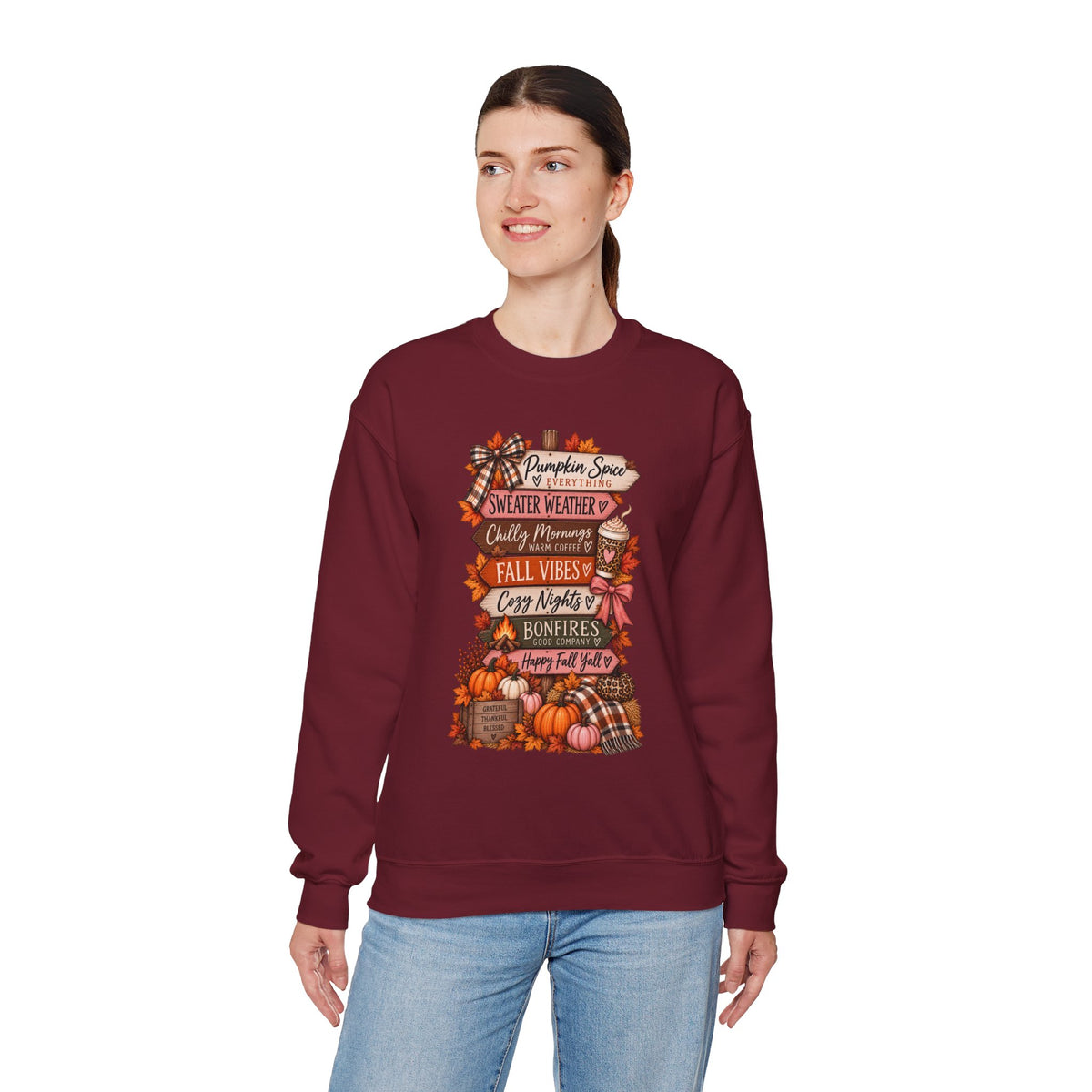 Fall Vibes Sweatshirt — Pumpkin Spice, Cozy Nights Crewneck