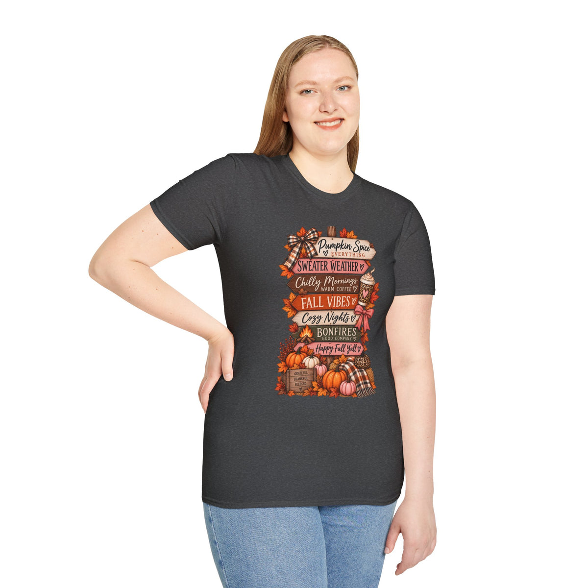 Fall Vibes T-Shirt — Pumpkin Spice, Sweater Weather & Cozy Nights Graphic Tee