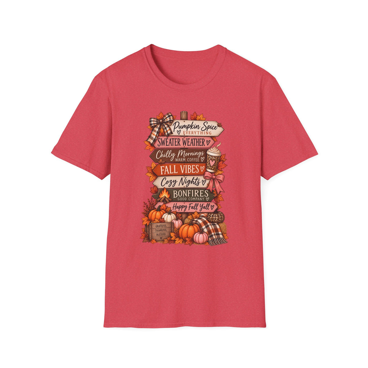 Fall Vibes T-Shirt — Pumpkin Spice, Sweater Weather & Cozy Nights Graphic Tee