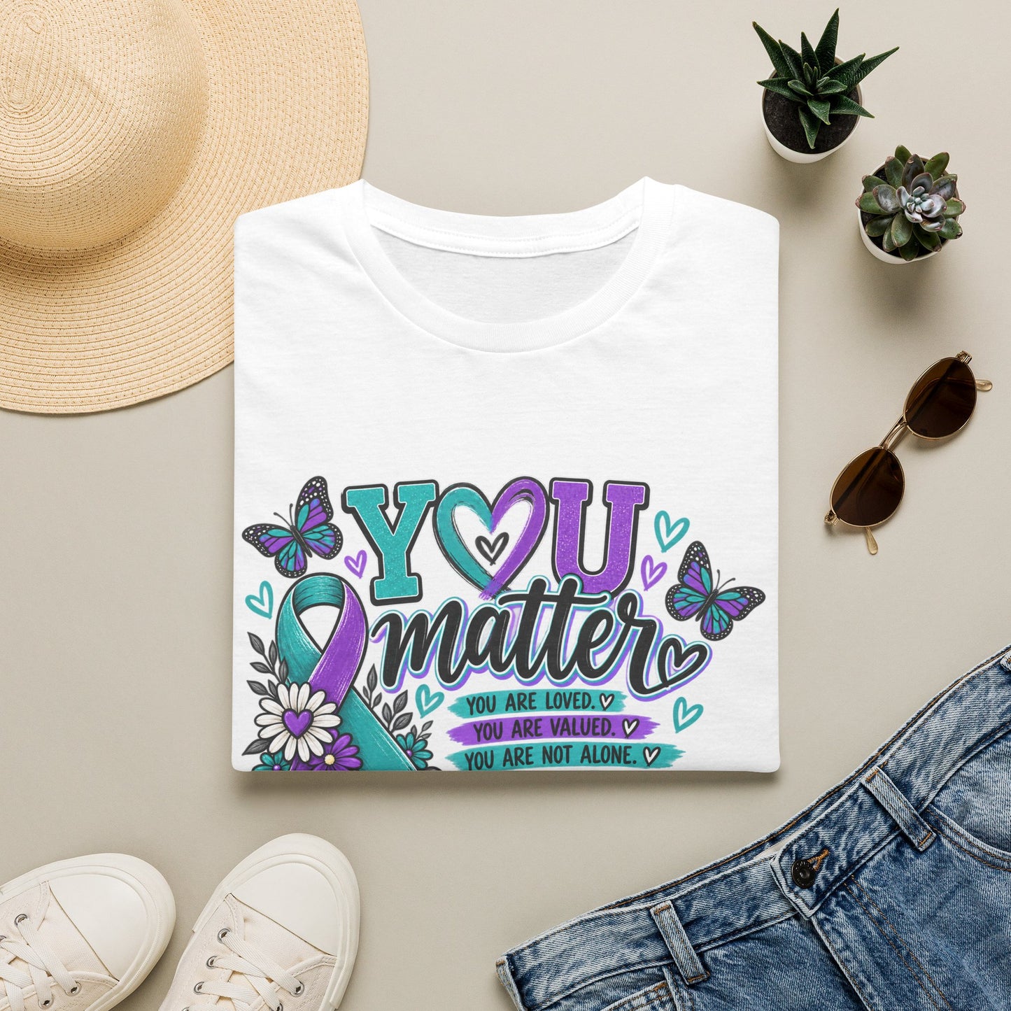 You Matter Tee — Suicide Prevention Awareness T-Shirt (Purple & Teal Ribbon)