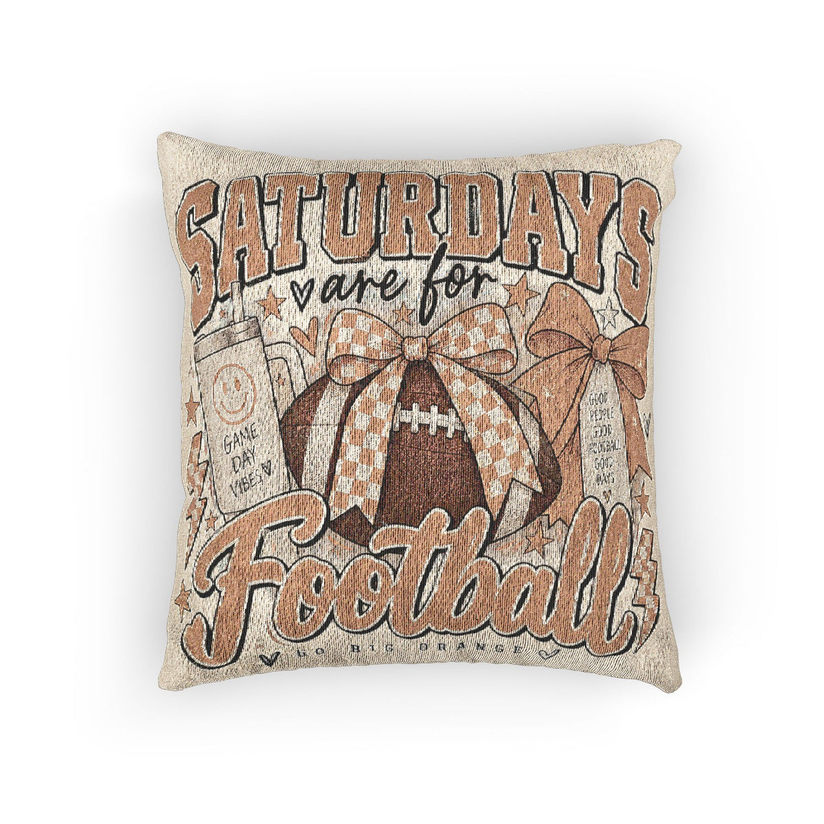 Woven Pillow — "Saturdays Were Made For Football" Decorative Throw Pillow