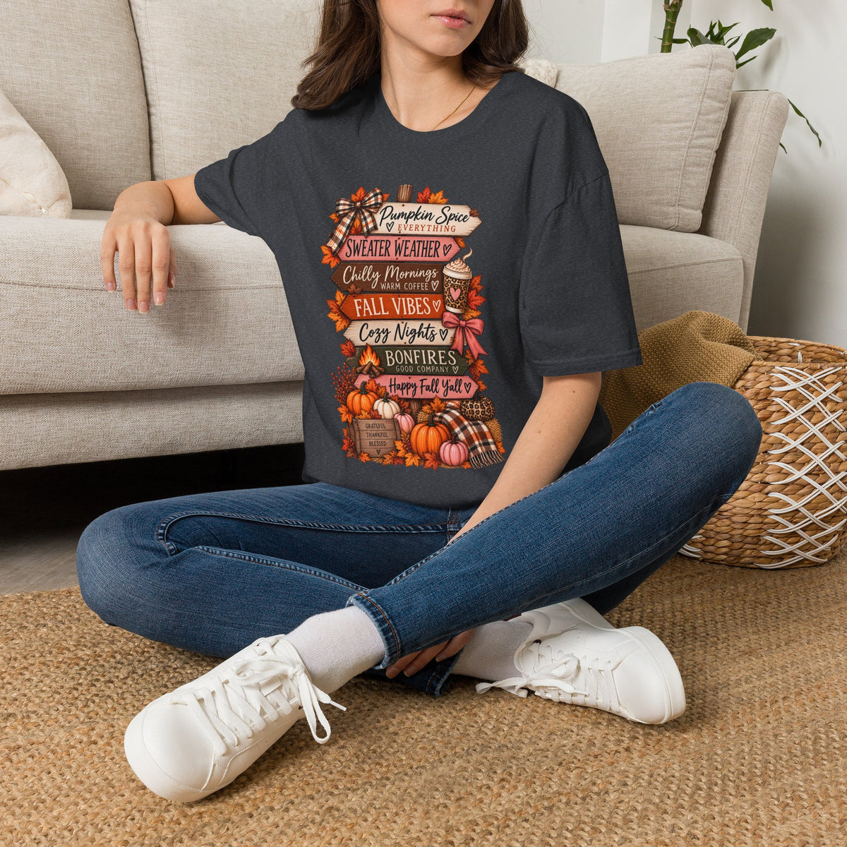 Fall Vibes T-Shirt — Pumpkin Spice, Sweater Weather & Cozy Nights Graphic Tee