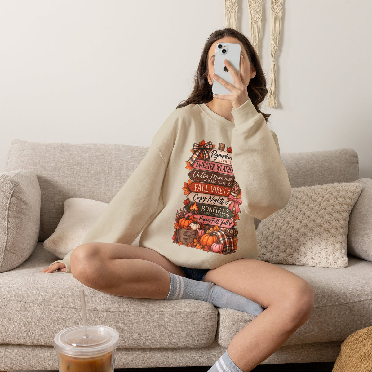 Fall Vibes Sweatshirt — Pumpkin Spice, Cozy Nights Crewneck