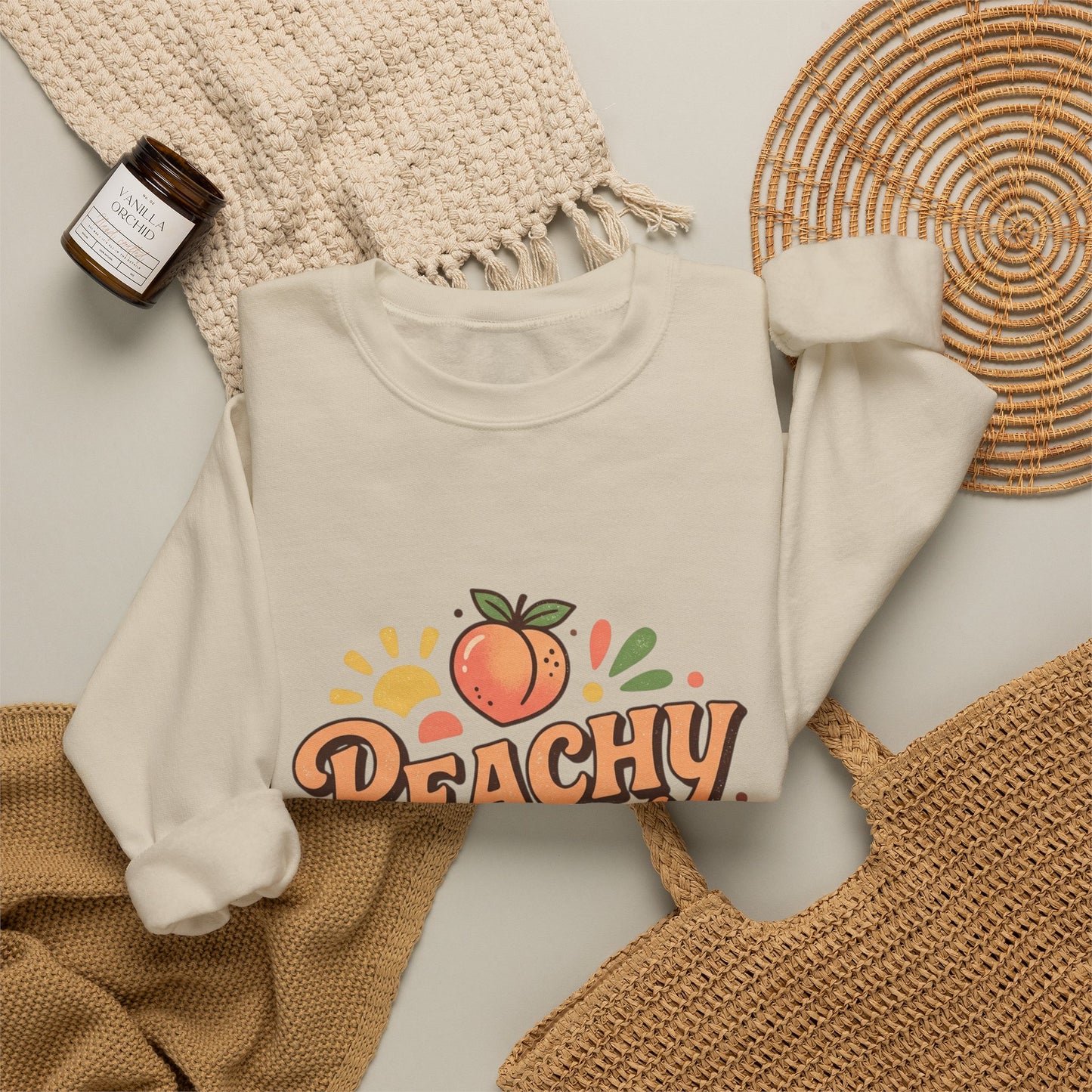 Peachy Keen Sweatshirt – Cute Retro Peach Graphic Crewneck