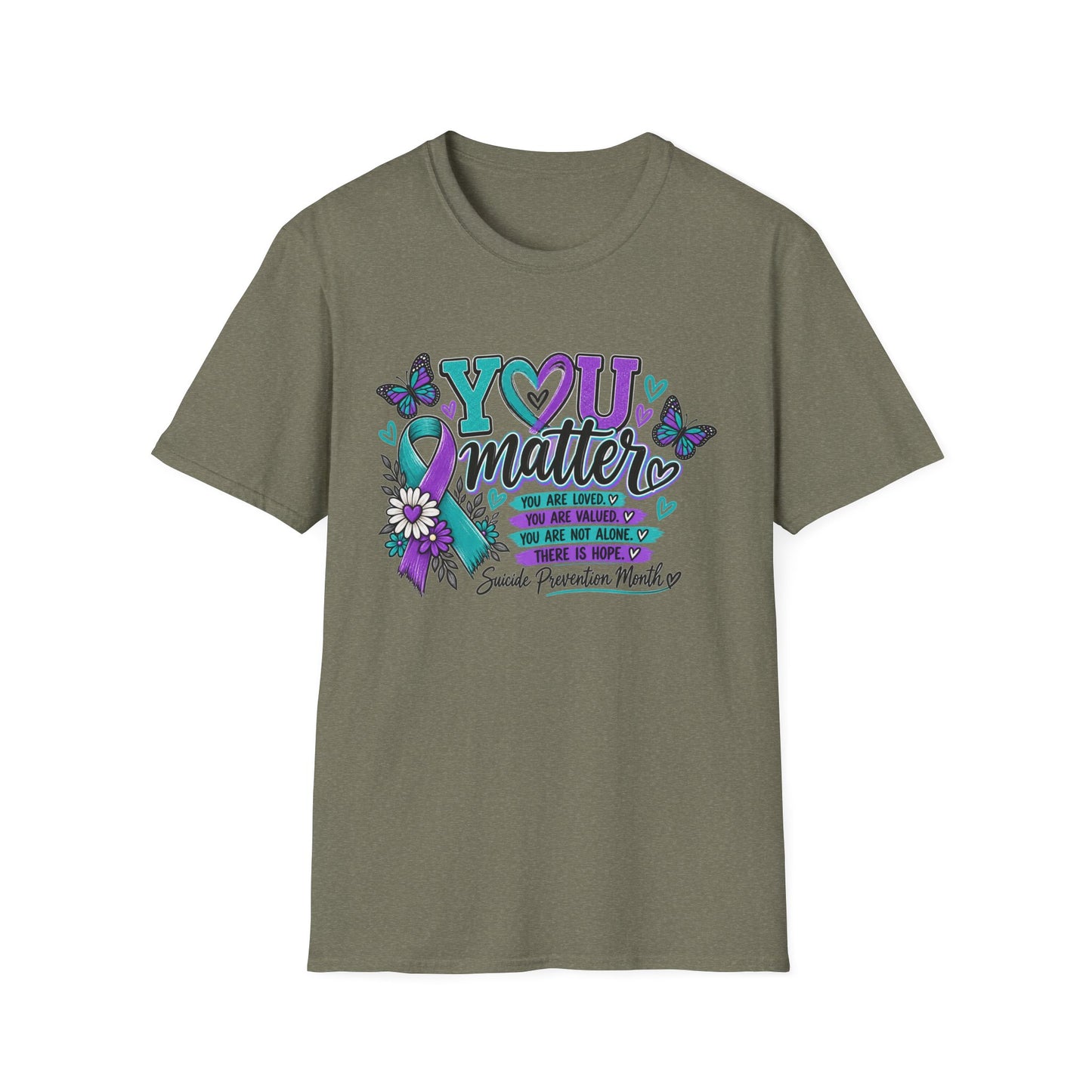 You Matter Tee — Suicide Prevention Awareness T-Shirt (Purple & Teal Ribbon)