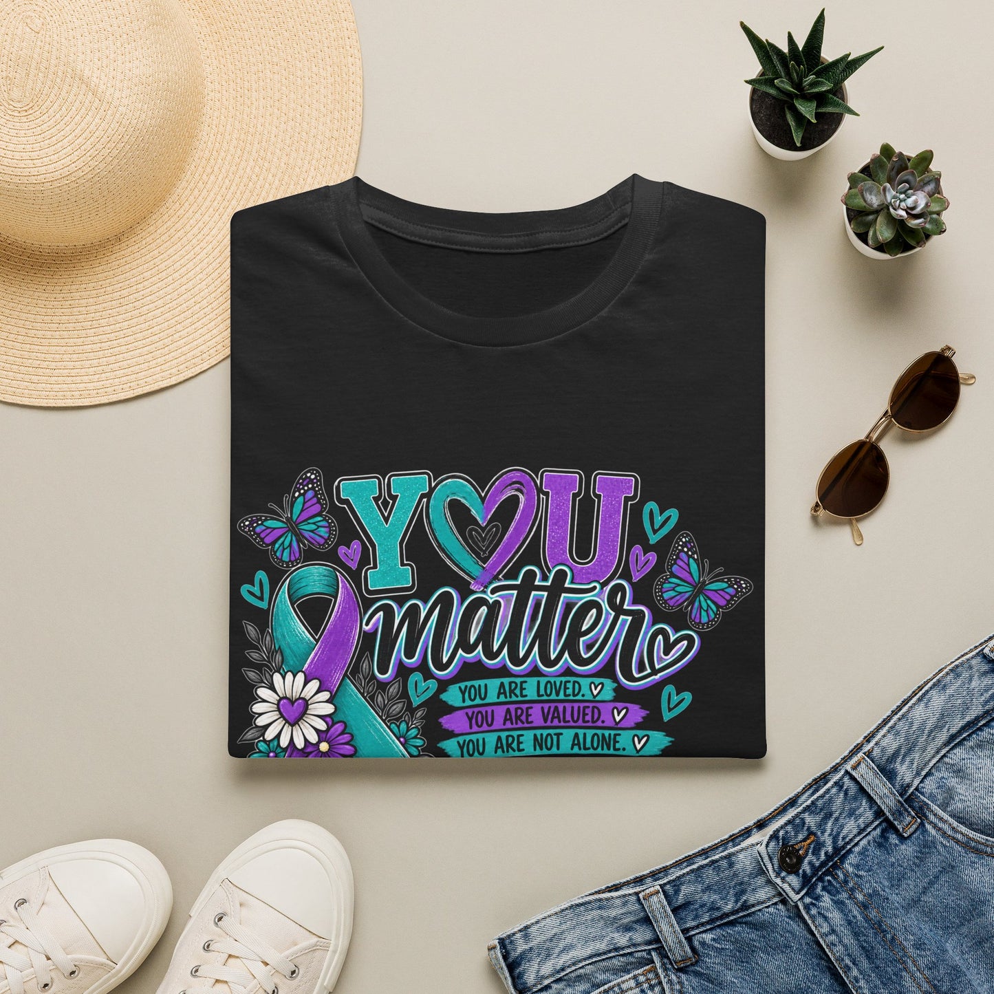 You Matter Tee — Suicide Prevention Awareness T-Shirt (Purple & Teal Ribbon)