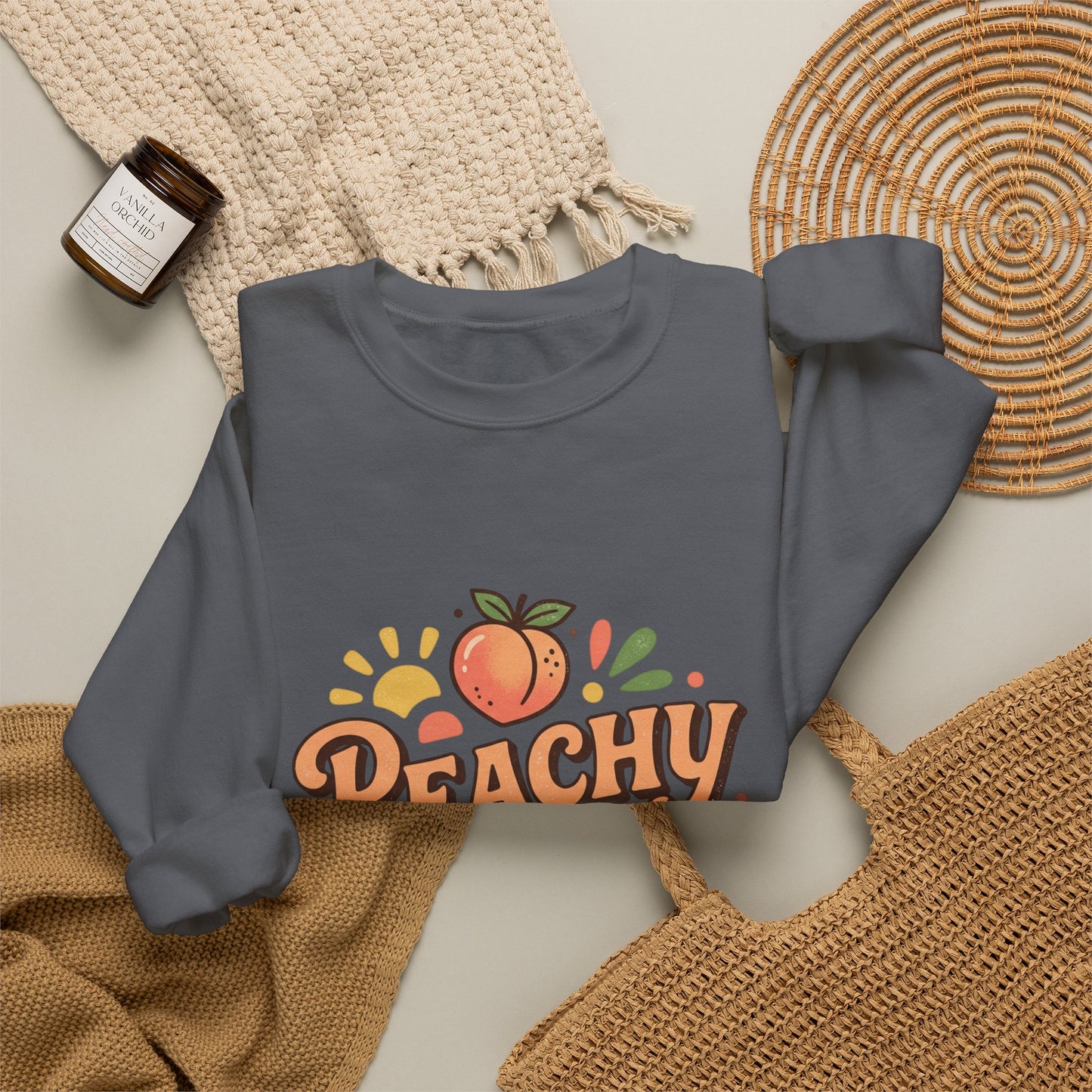 Peachy Keen Sweatshirt – Cute Retro Peach Graphic Crewneck