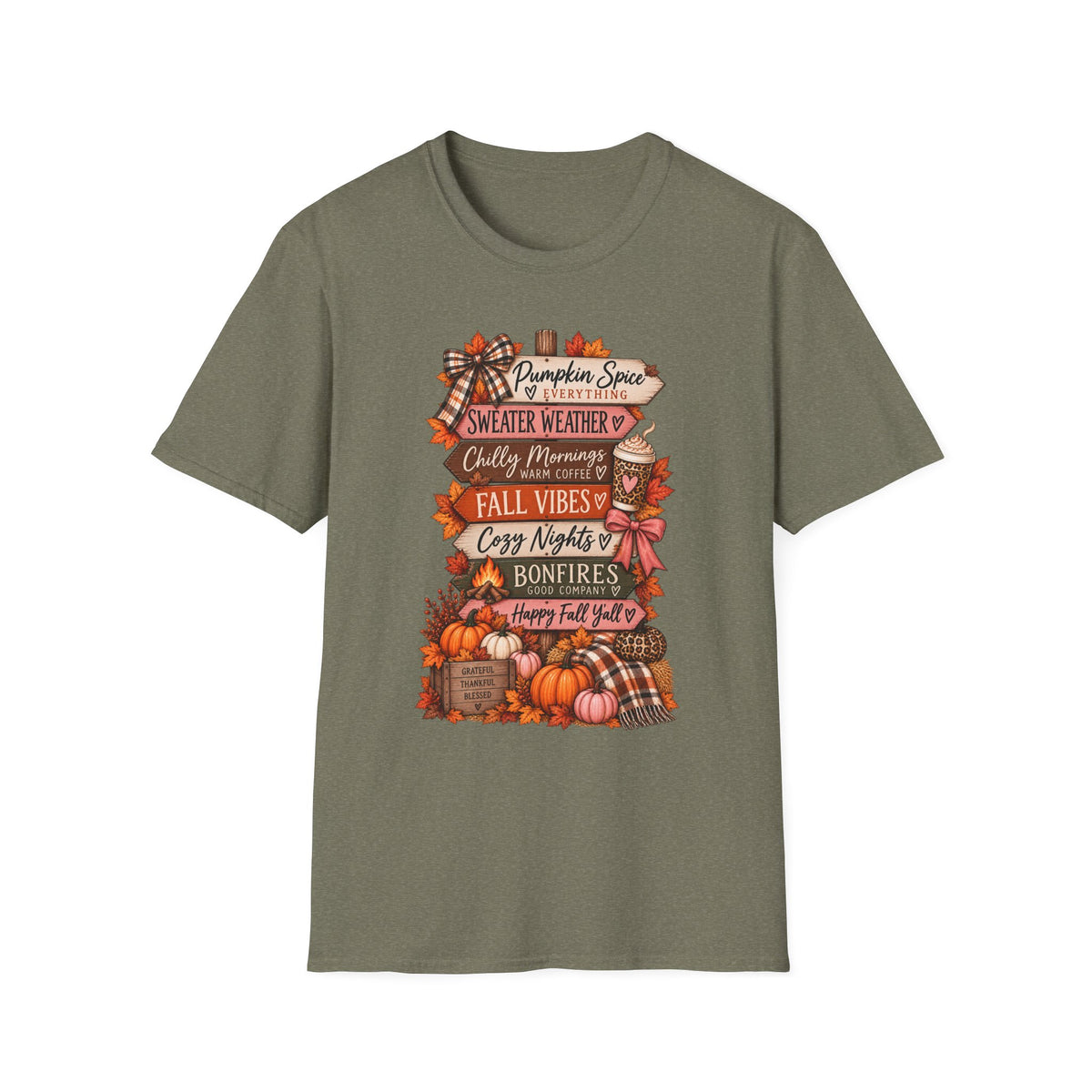 Fall Vibes T-Shirt — Pumpkin Spice, Sweater Weather & Cozy Nights Graphic Tee