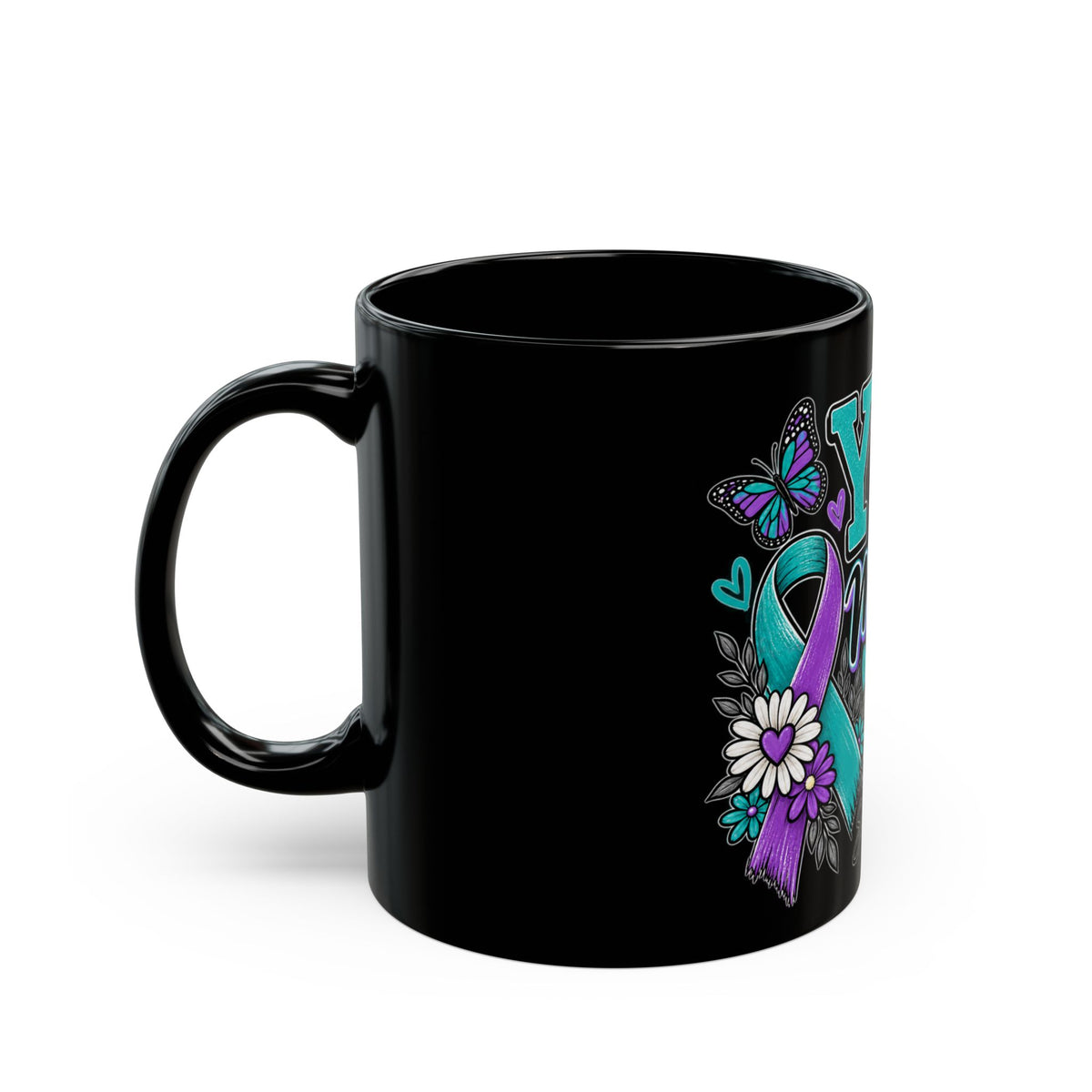You Matter Awareness Mug — Suicide Prevention Ribbon Coffee Cup (Black, 11oz/15oz)