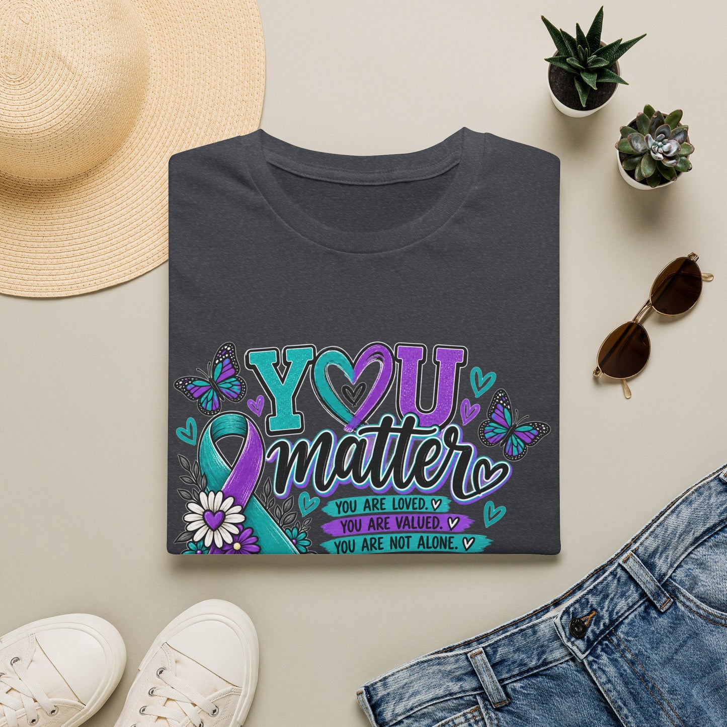 You Matter Tee — Suicide Prevention Awareness T-Shirt (Purple & Teal Ribbon)
