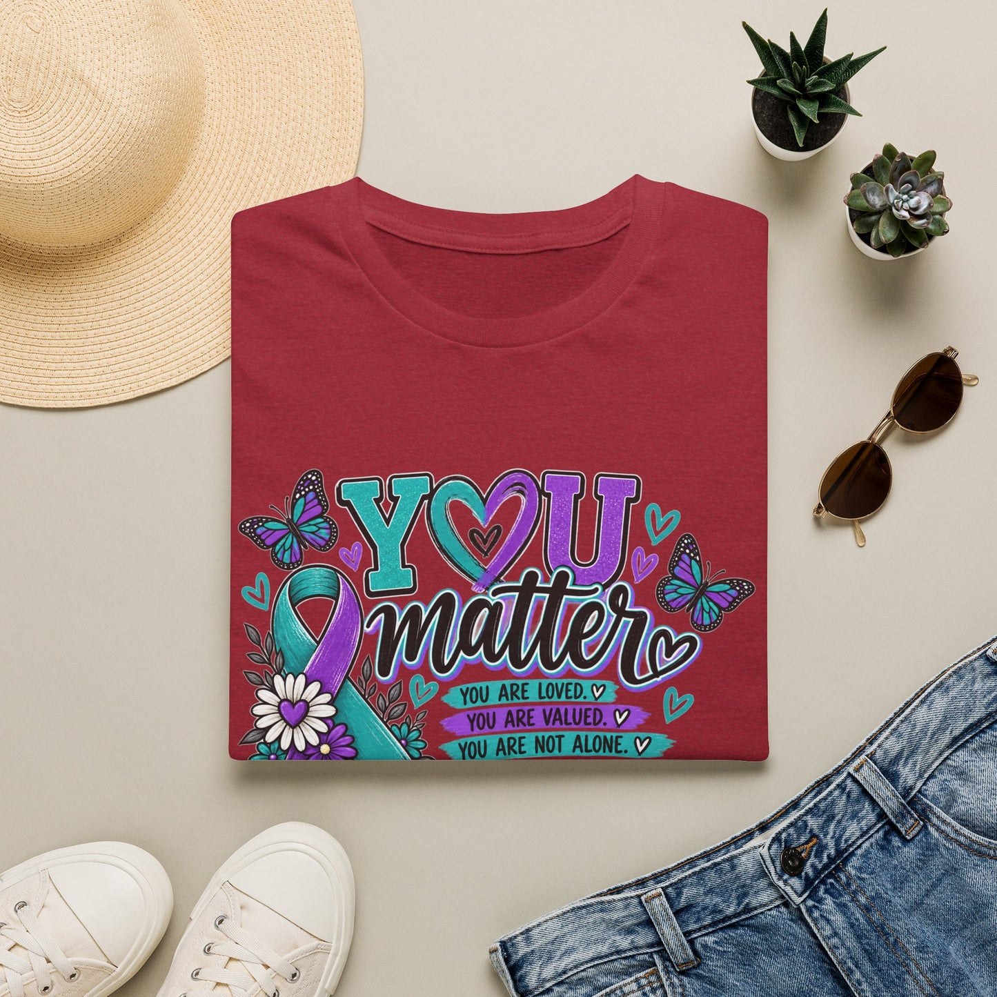 You Matter Tee — Suicide Prevention Awareness T-Shirt (Purple & Teal Ribbon)