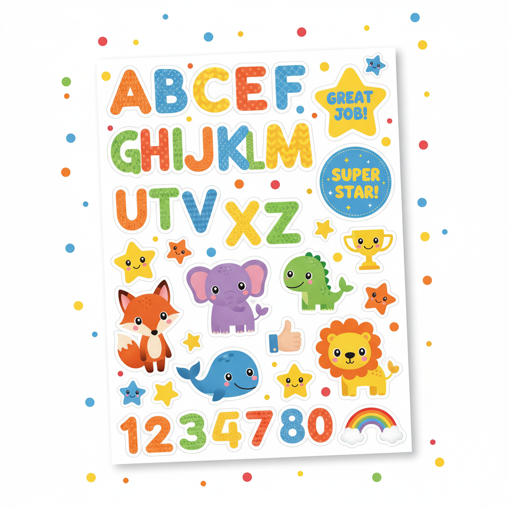 Kids Educational Printable Sticker Sheet